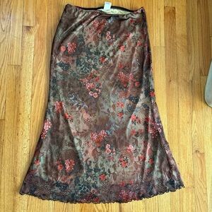 Floral Paisley Brown Maxi Skirt 2XL